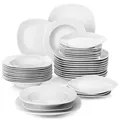 MALACASA JULIA 36-Piece White Porcelain Dinner Set with Dinner Soup Dessert Plates Tableware Set for