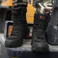 Bottes militaires montantes pour hommes avec fermeture à glissière latérale chaussures de randonnée