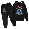 Sweats à capuche Stitch pour enfants pull chaud imbibé sweat-shirt et pantalon survêtement pour