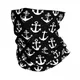 Black And White Nautical Anchor Pattern Bandana Neck Gaiter for Ski Cycling Men Women Wrap Scarf