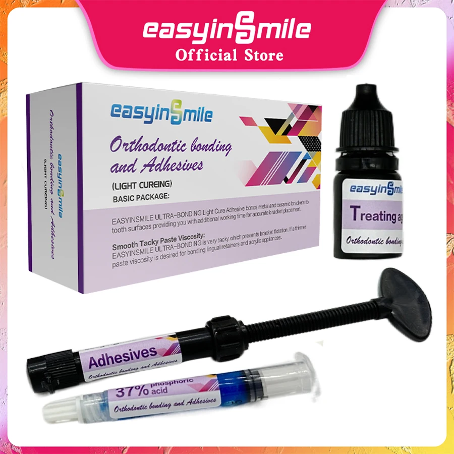 Kit Adhésif Orthodontique Dentaire, Durcissant à la Lumière, Métal Céramique, Accessoires de Rêves Invisibles, Colle, Matériel de Dentiste