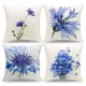 Juste de coussin de canapé moderne en lin aquarelle bleu taie vêtements fleur décoration de la