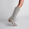 Kaky's Water Diamond Round Head Mid Heel Boots for Women Long Boots High Sleeve Knee Length