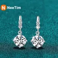 NeeTim 0.5ct 1ct Brilliant Cut Moissanite Drop Earrings for Women Classic Wedding S925 Sterling