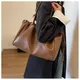 JIAERDI-Sac à Main Vintage Marron en Cuir Pu pour Femme Fourre-Tout Rétro de Grande Capacité