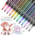 Marker Pens for Crafts Glitter Outline Pens Bright Color Glitter Outline Markers 12/24pcs