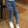 2020 Fashion Girl Jeans Cartoon Cat Jeans Print Blue Skinny Jeans Hole Pants Classic Chic Pants