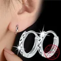 925 Sterling Silver Cut Arrow Mini Loop Huggies Circle Small Hoop Earrings For Women Mens Children