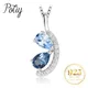 Potiy Pear Natural London Blue Topaz Sky Blue Topaz Pendant Necklace No Chain 925 Sterling Silver