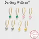 Classic 18K Gold Heart Shaped Pink Sapphire Topaz Emerald Earrings For Women Original Sterling