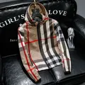 Autumn Hooded Plaid Jacket Men's Youth Slim-Fitting Men's Clothing Coat Casual All-Matching Striped