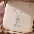 A-Z Letter Initial Pendant Necklace Silver Color Tennis Chain Choker Necklace Female Fashion