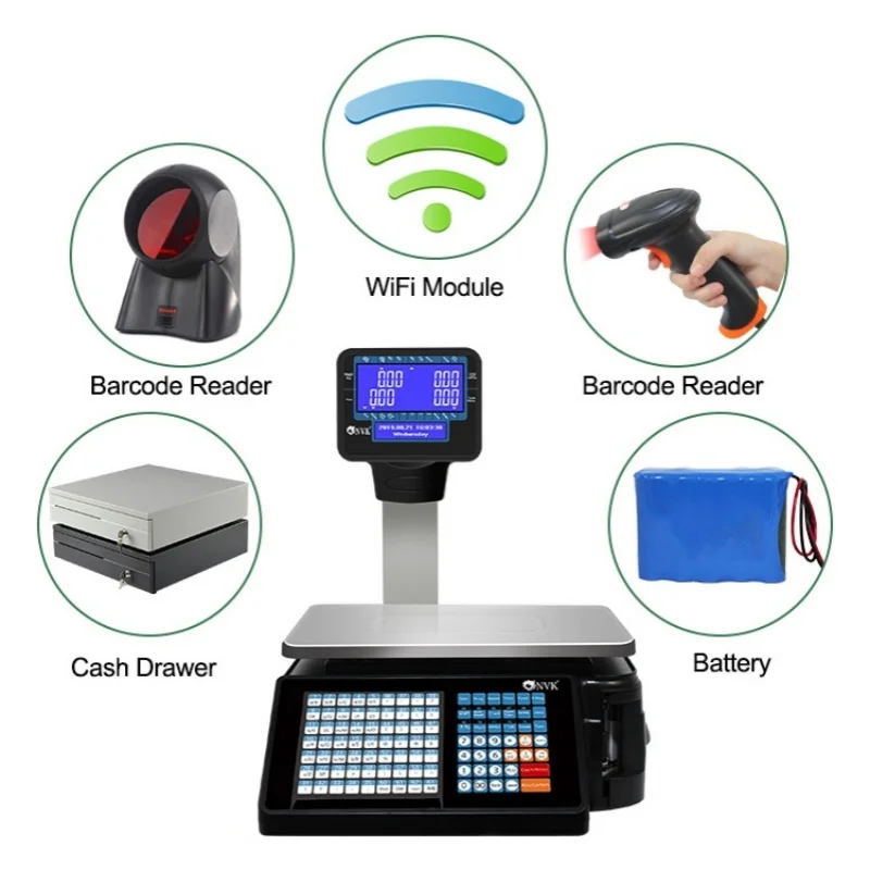 Neue 30kg tma Serie Registrier kasse Waage elektronische Barcode-Etiketten druck waage für Supermarkt Image