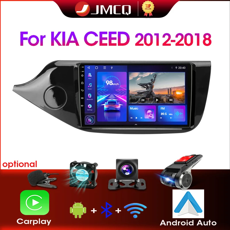 Jmcq 2din 4g android 12 dsp Autoradio Multi midia Video Player für Kia Cee'd Ceed JD 2013-2017 Navigation GPS 2 Din RDS Carplay Image