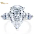 Wong Rain Luxury 925 Sterling Silver Pear 5CT White Sapphire Citrine Gemstone Wedding Engagement