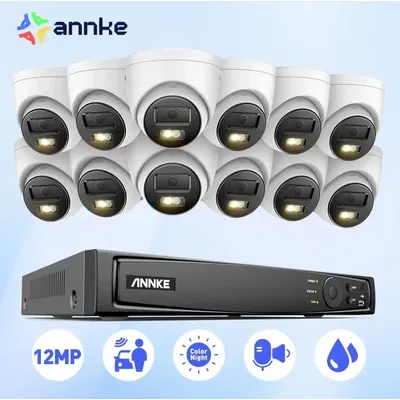 ANNKE Smart Dual-Light HD POE Video Security System 16CH 12MP NVR H.265+ mit 12X 12MP wetterfesten Überwachungs-IP-Kameras