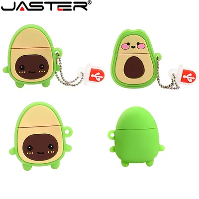 JASTER USB-Flash-Laufwerke, Avocado-Stick, niedlicher Cartoon, U-Disk, Schlüsselanhänger, Geschenke, Memory Stick, 64 GB, grün, 32 GB, 16 GB, 8 GB, 4 GB Image