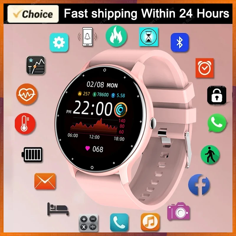 HD Full Touch Frauen Smartwatch Männer Dame Sport Fitness Smartwatch Schlaf Herzfrequenz messer wasserdichte Uhren für iOS Android Image