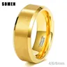 Somen Gold Vernickelt Gebürstet Wolfram Mens Hochzeit Ring für Frauen 4/6/8mm Breite ring Luxus