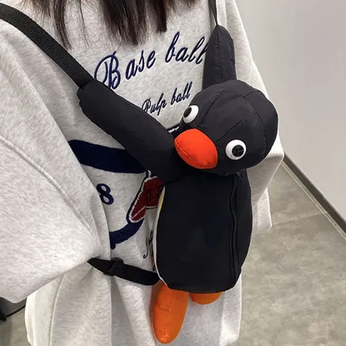 38cm Pinguin Plüsch Rucksäcke Cartoon Pinguin Puppe Rucksack weiche Stofftier Umhängetasche für