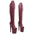 Leecabe 20CM/8 pollici Snake Upper Open Toe young trend fashion boots piattaforma con tacco alto