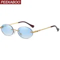Peekaboo vintage oval sonnenbrille randlose männer kleine rahmen blau mode runde sonnenbrille für