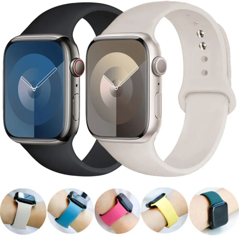 Silikon armband für Apple Watch Ultra 2 Band 45mm 44mm 49mm 41mm 40mm 38mm 42mm Correa Gürtel Armband iwatch Serie 9 8 7 6 5 3 se Image