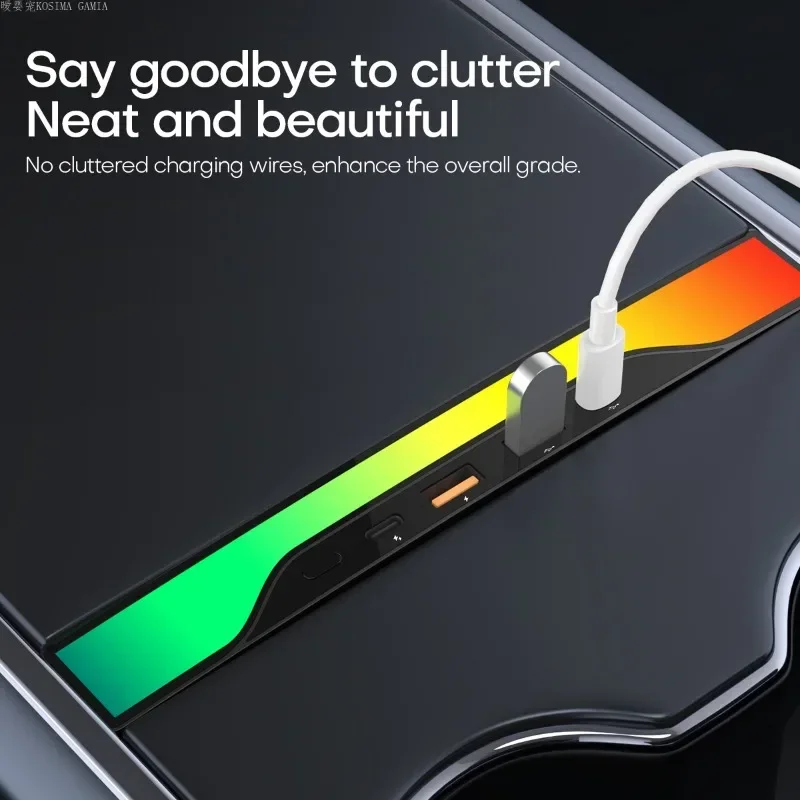 Für Tesla Modell 3/y 4 in1 USB LED Hub Umgebungs licht Pickup Docking station Kabel Ladegerät Netzteil Splitter Autozubehör Image