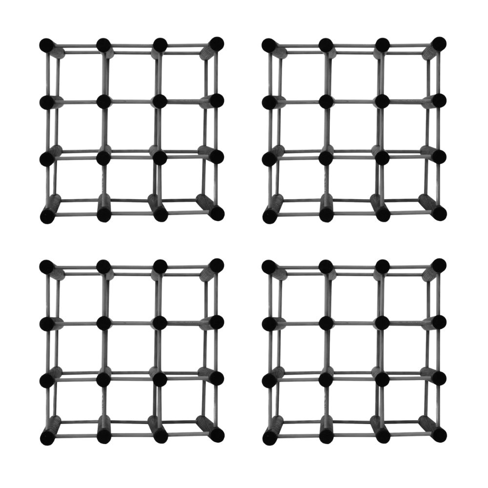 PROREGAL Modulares Weinregal VINOTECA MOD | HxBxT 36x36x24cm | 4x 9 Flaschen | Massives Kiefernholz | Grau geölt | Flaschenregal Image