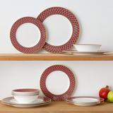 Noritake Crochet Set Of 4 Salad Plates, 8-1/2" Bone China/Ceramic in Gray/Red/White | 8.5 W in | Wayfair 4966-405D