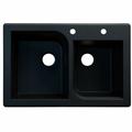 Transolid Radius 33" L x 22" W Double Basin Drop-in Kitchen Sink Granite in Black/Gray/White | 9.5 H x 33.0625 W x 22.0625 D in | Wayfair