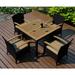 Beachcrest Home™ Laramie 5 Piece Teak Outdoor Dining Set w/ Sunbrella Cushions Wood/Teak in Brown/White | 29.5 H x 39.25 W x 39.25 D in | Wayfair