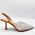 Nuove scarpe da donna 2024 perle artificiali marroni con tacchi alti e scarpe a punta sandali da