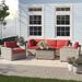 Sol 72 Outdoor™ Monterey 6 Piece Rattan Sofa Seating Group w/ Cushions Wood in Brown/Gray/Red | 25 H x 89.5 W x 31.5 D in | Wayfair