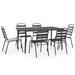 Williston Forge Patio Bistro Set Patio Table & Chair Conversation Set Steel Dark Metal in Gray | 59" L x 35.4" W x 28.3" H | Wayfair