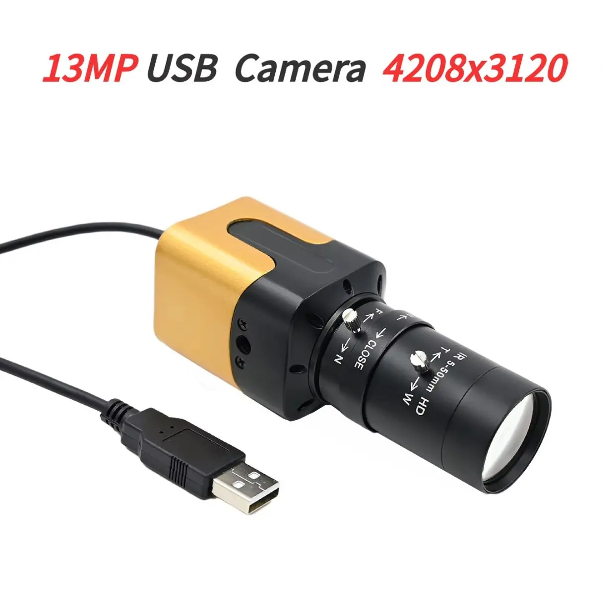 Fotocamera USB Ultra HD 13MP IMX258 4208x3120 10fps, webcam con obiettivo CS varifocale 5-50mm 2.8-12mm, Plug And Play per scansione di immagini
