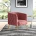 Barrel Chair - Willa Arlo™ Interiors 25.2" Wide Tufted Barrel Chair Velvet/Fabric in Pink | 28.35 H x 25.2 W x 26.37 D in | Wayfair