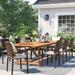 Lark Manor™ Alyisa Rectangular 8 - Person 79" Long Outdoor Dining Set w/ Cushions Wood/Wicker/Rattan in Gray/Green | Wayfair