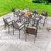 Red Barrel Studio® Square 6 - Person 24.8" Long Bar Height Outdoor Dining Set w/ Cushions Metal in Black/Brown/Gray | 24.8 W x 24.8 D in | Wayfair
