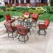 Winston Porter Adolina Square 6 - Person 24.8" Long Bistro Set w/ Cushions Metal in Black/Brown | 24.8 W x 24.8 D in | Outdoor Furniture | Wayfair