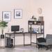 Inbox Zero Rubenstein L-Shape Desk w/ Hutch Wood/Metal in Black/Brown/Gray | 55 H x 67 W x 47.25 D in | Wayfair 040C41D5D3FC4A34B87381CF0DCDEFC1