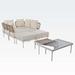Bay Isle Home™ 8-Piece Patio Sectional Sofa Set w/ Tempered Glass Coffee Table & Wooden Coffee Table in White | Wayfair