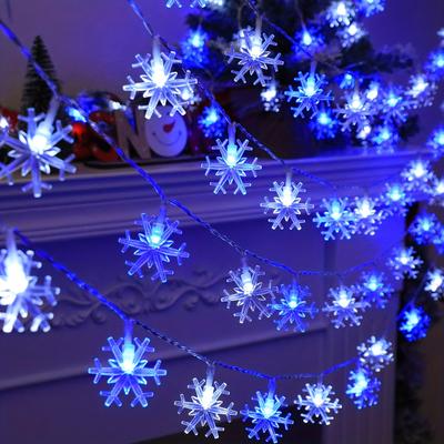 1pc Waterproof Snowflake String Light, For Indoor And Outdoor Holiday Wedding Parties, Christmas Trees, Bedroom And Garden Decoration