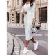 Robe Pull Robe en maille Femme Robe mi-longue Extérieur Casual du quotidien manche longue Col V Tricot Chaud Plein Mince 2023 Noir Blanche Kaki S M L XL XXL