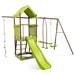 Costway 7-in-1 Kids Outdoor Metal Playset with Wave Slide and Climbing Rope-Green