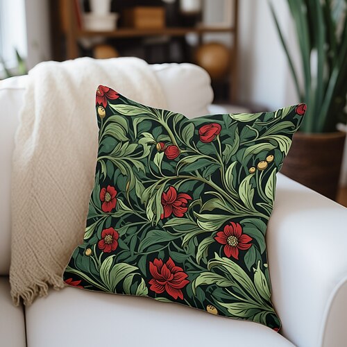 Doppelseitiger Kissenbezug mit Stechpalme, 1 Stück, weicher, dekorativer quadratischer Kissenbezug für Schlafzimmer, Wohnzimmer, Sofa, Couch, Stuhl Image