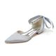 Women's Wedding Shoes Flats Ladies Shoes Valentines Gifts White Shoes Wedding Party Daily Wedding Flats Bridal Shoes Bridesmaid Shoes Rhinestone Ribbon Tie Flat Heel Pointed Toe Elegant Fashion