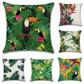 Set mit 6 Kissenbezügen botanische tropische Vögel Dekokissen Outdoor Kissen für Wohnzimmer Sofa Couch Bett Stuhl grün