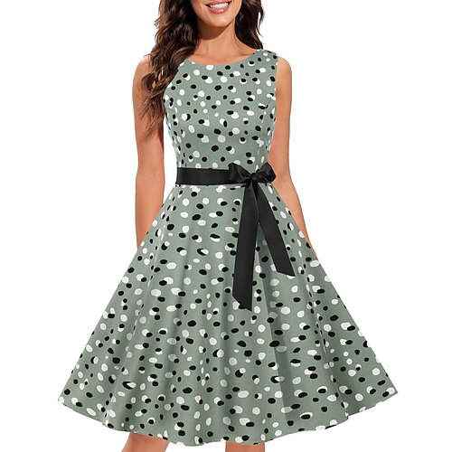 Retro Vintage 1950er Cocktailkleid Kleid Partykostüm A-Linien-Kleid Blumen Kostüm Damen Maskerade Veranstaltung / Fest Junggesellinnenabschiedsparty Erwachsene Kleid Abschlussballkleider Image