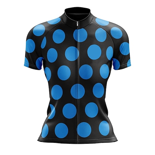 Damen Radtrikot Geometrisch Punkt Kurzarm Fahhrad Trikot Oberteil mit 3 Gesäßtaschen Mountainbike MTB Straßenradsport Schnelltrocknend Reflektierende Streifen Rückentasche Feuchtigkeitsableitend Sport Image